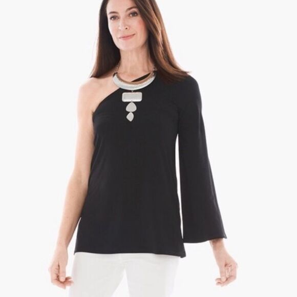 NWT CHICO’S ONE-SHOULDER KNIT TOP - Picture 1 of 4